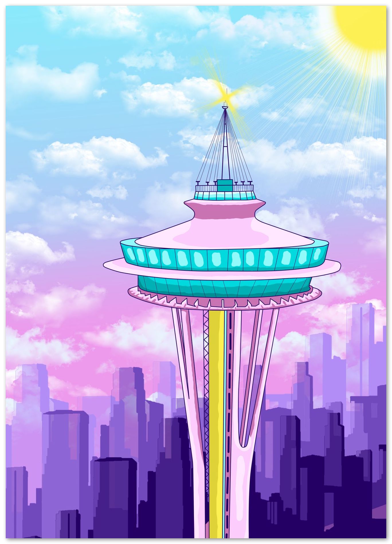 seattle tower with sunrise - @beautifulday