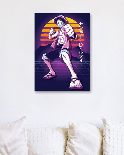 Luffy One Piece Retro Poster - @PowerUpDesign