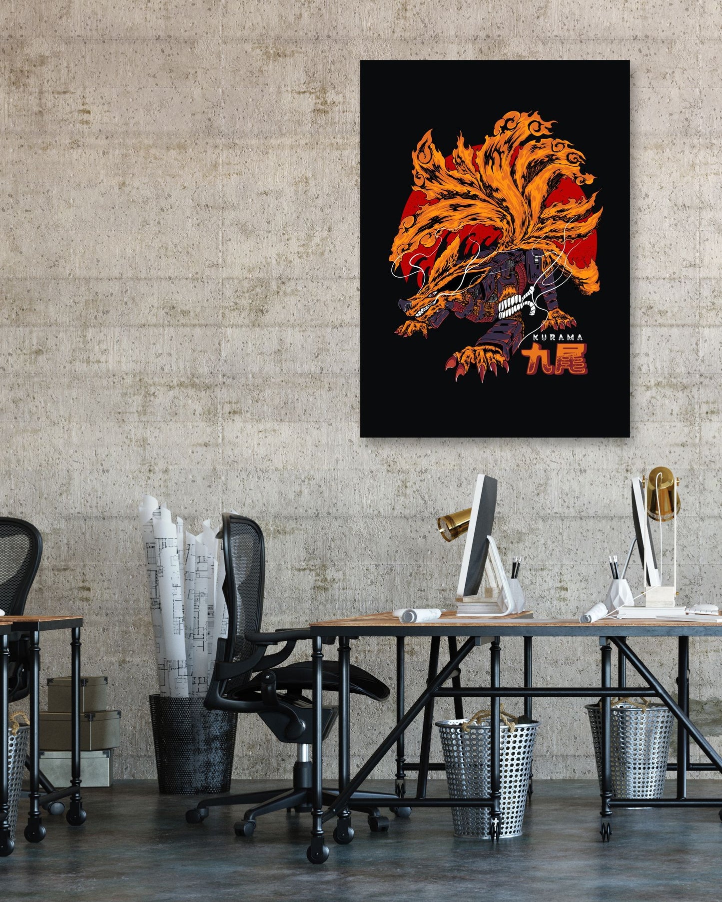 Kurama Ninetailed Demon Fox Naruto Wall Art - @Destrophya