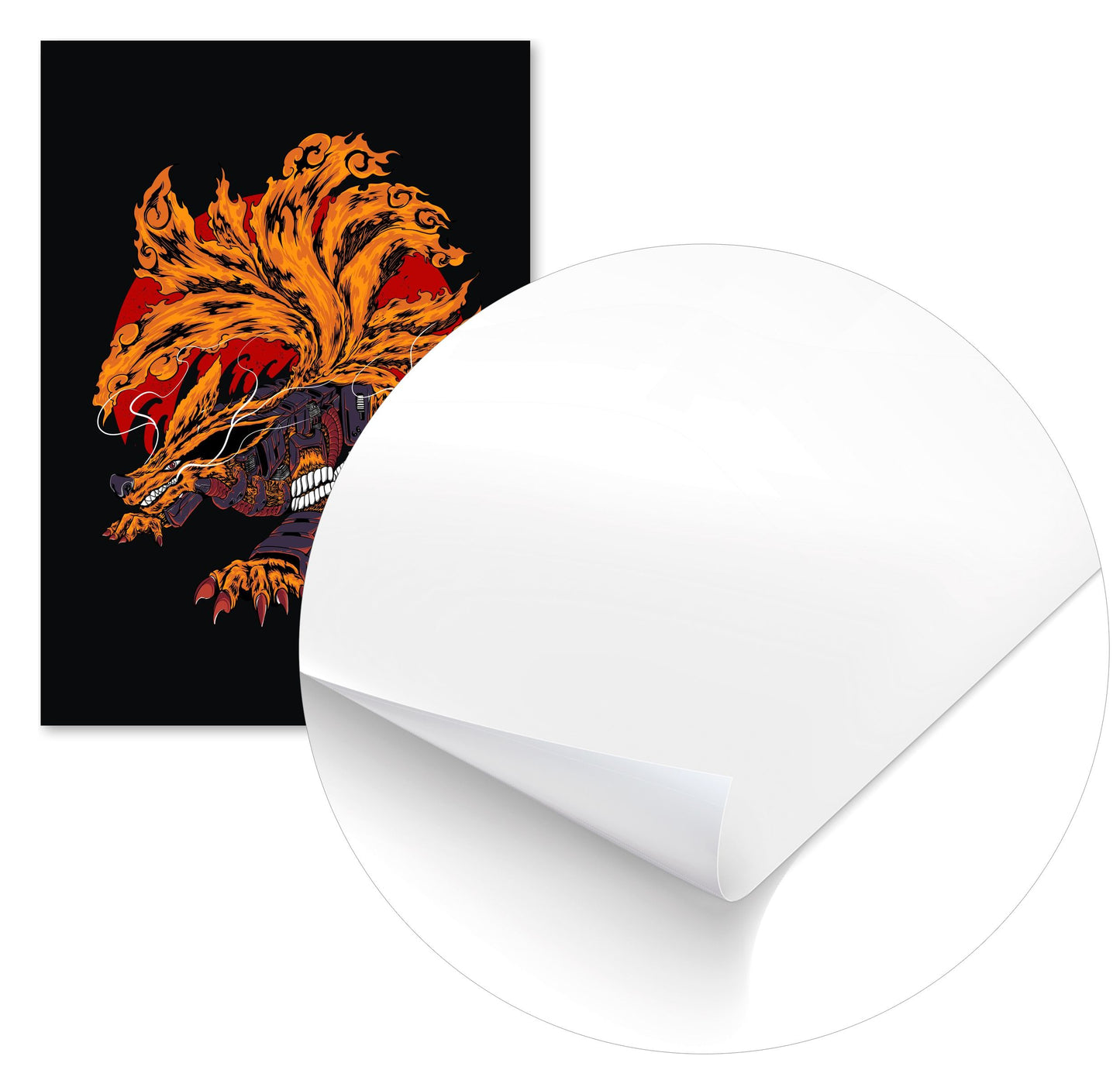 Kurama Ninetailed Demon Fox Naruto Wall Art - @Destrophya