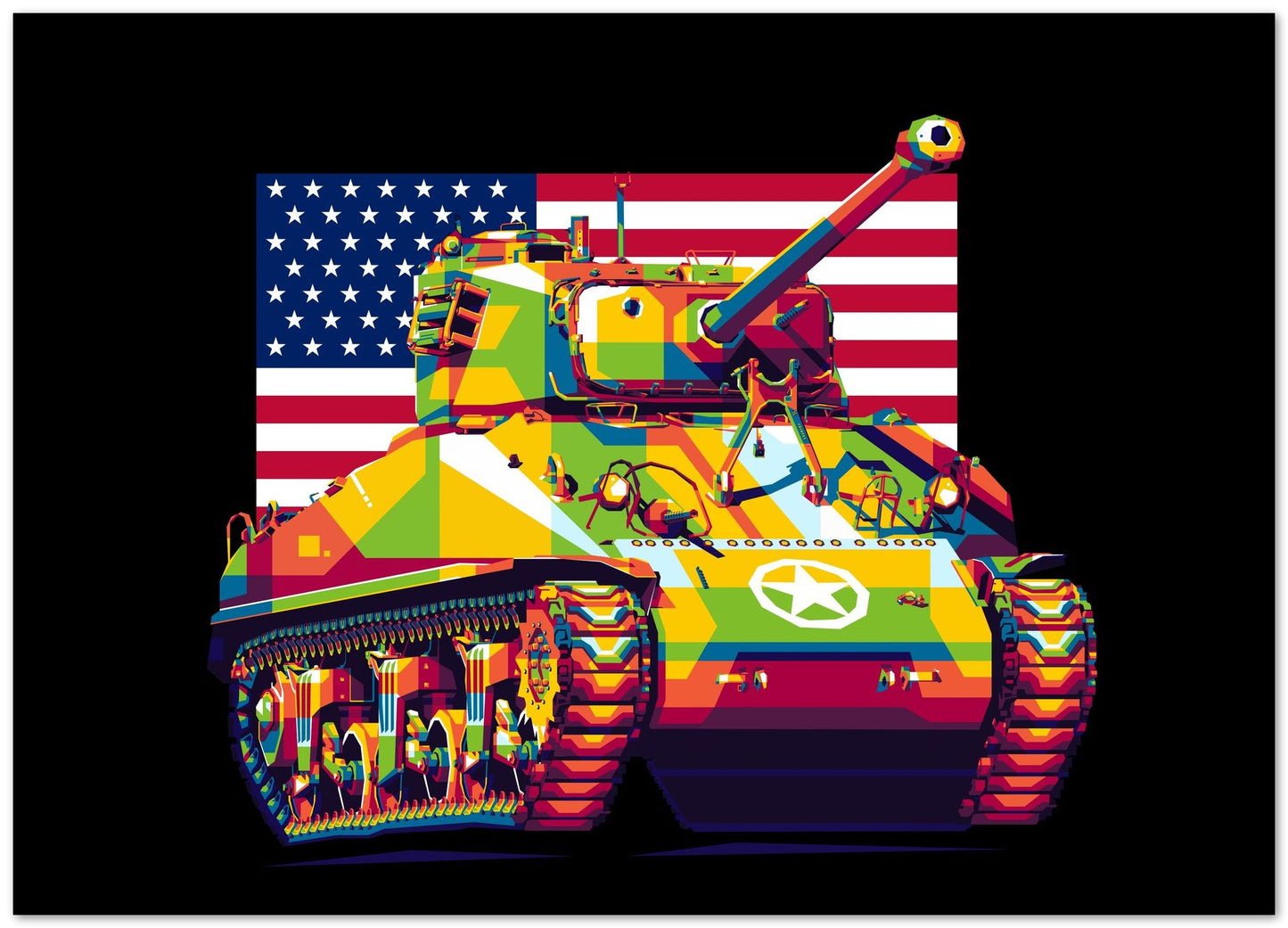 M4 Sherman 76mm Gun in WPAP Illustration - @lintank_popart