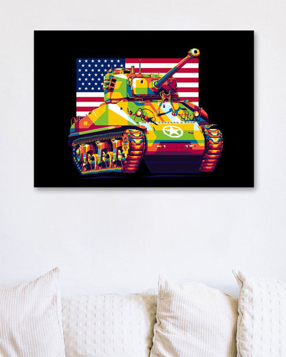 M4 Sherman 76mm Gun in WPAP Illustration - @lintank_popart