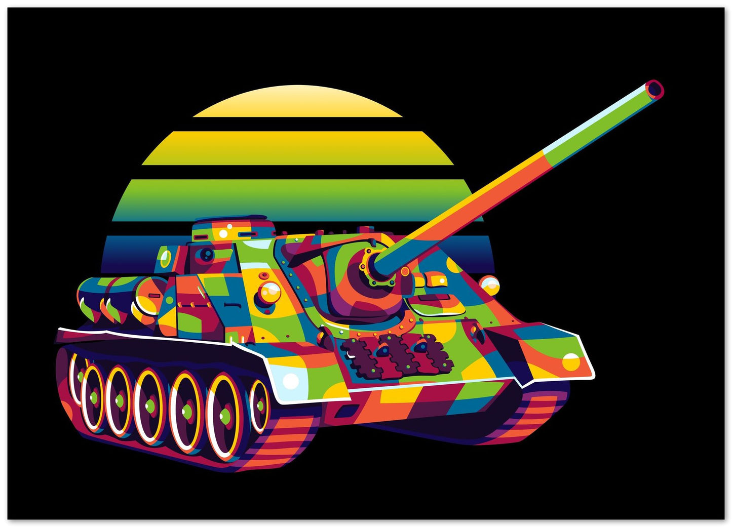 SU-100 Destroyer in Pop Art Illustration - @lintank_popart