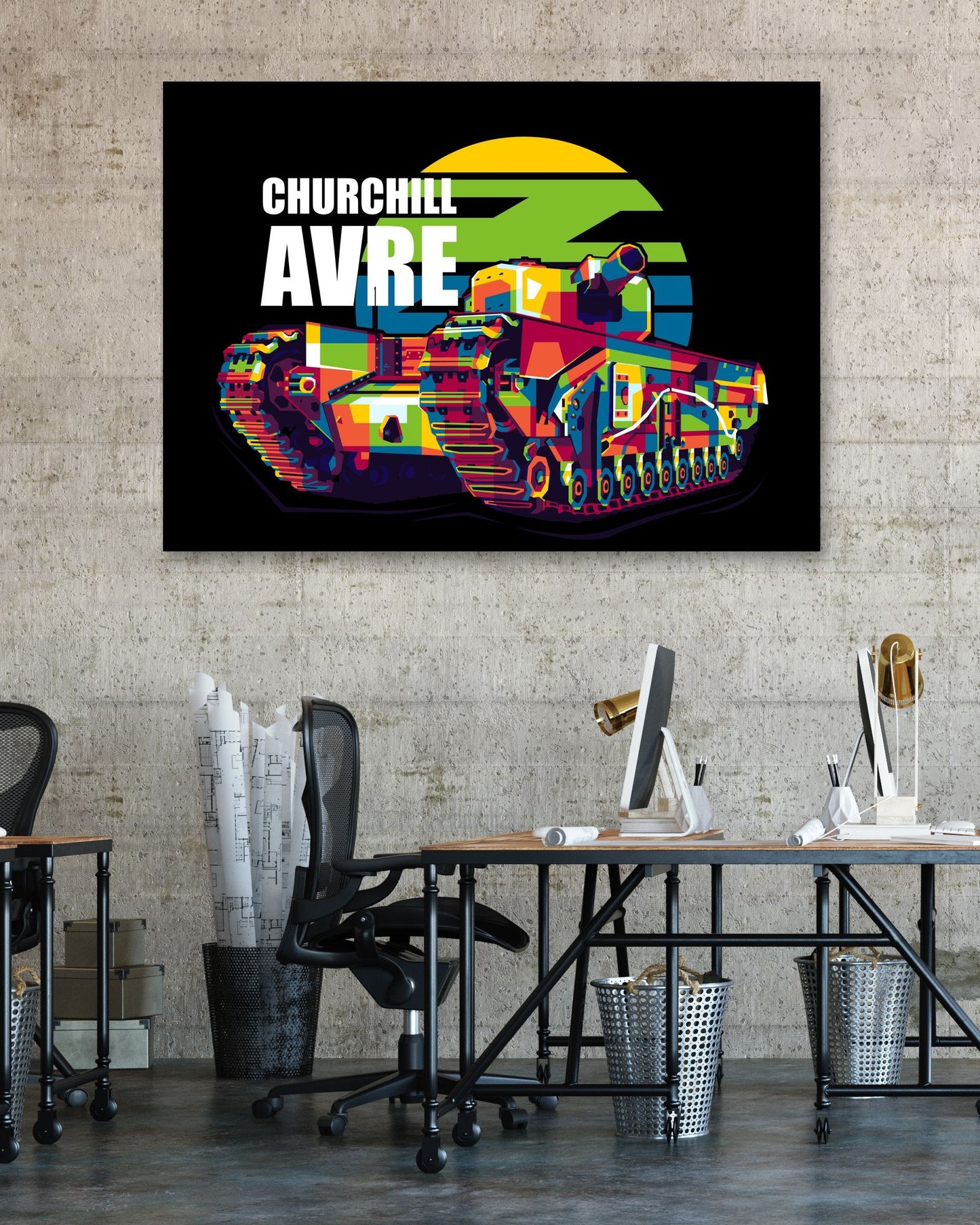 Churchill AVRE in WPAP Illustration - @lintank_popart