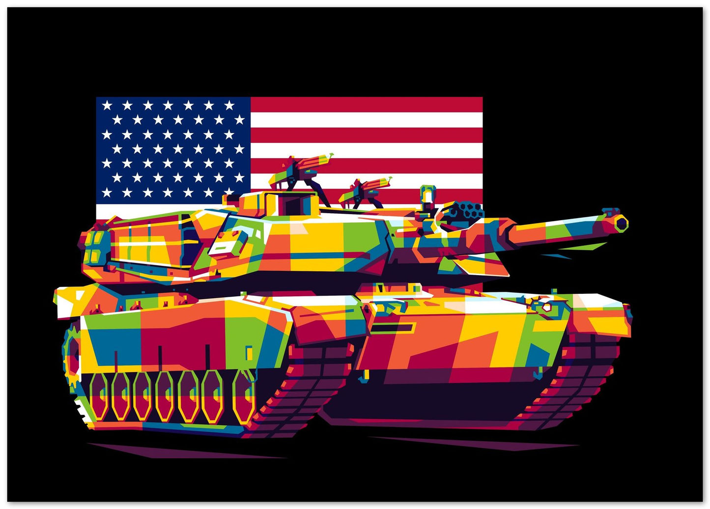 M1 Abrams MBT in WPAP Illustration - @lintank_popart