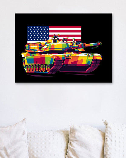 M1 Abrams MBT in WPAP Illustration - @lintank_popart