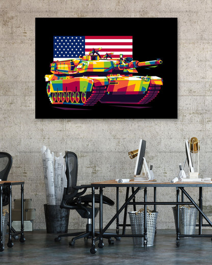 M1 Abrams MBT in WPAP Illustration - @lintank_popart