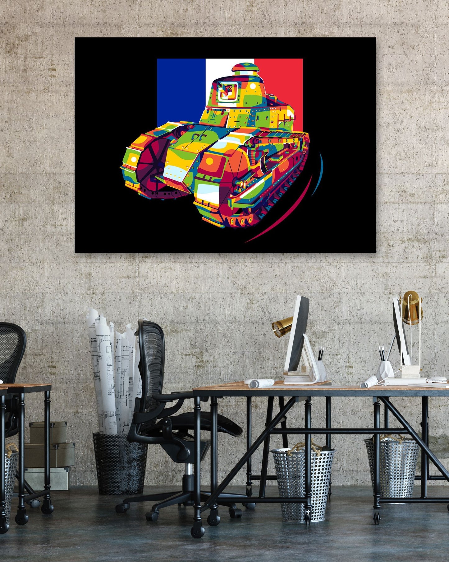 Renault FT-17 in Pop Art Illustration - @lintank_popart