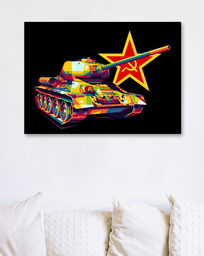 T-34-85 in WPAP Illustration - @lintank_popart