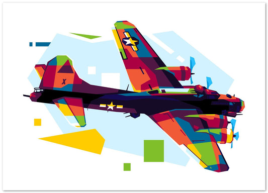 B-17 Flying Fortress in WPAP Illustration - @lintank_popart