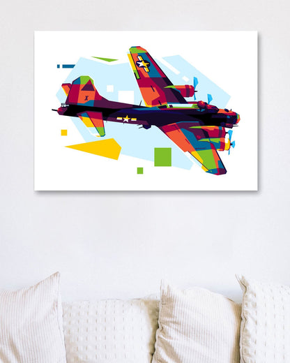 B-17 Flying Fortress in WPAP Illustration - @lintank_popart