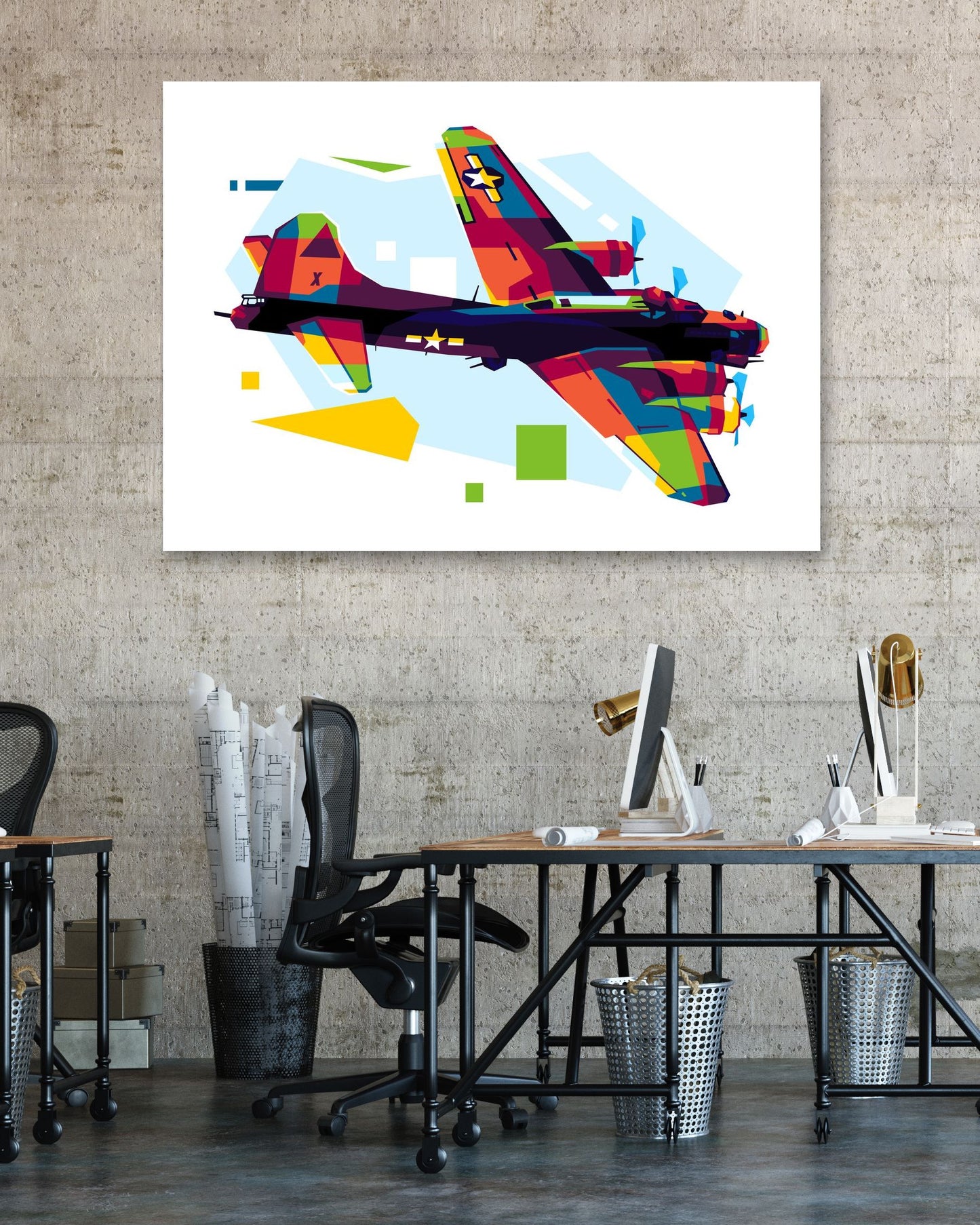 B-17 Flying Fortress in WPAP Illustration - @lintank_popart