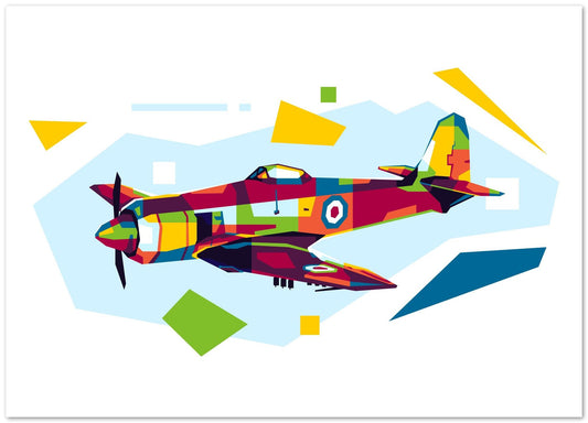 Hawker Sea Fury in WPAP Illustration - @lintank_popart