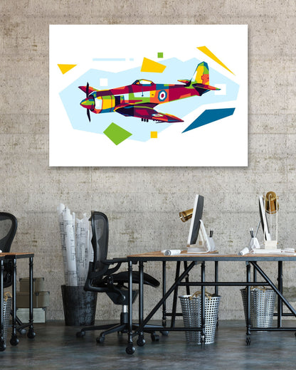 Hawker Sea Fury in WPAP Illustration - @lintank_popart