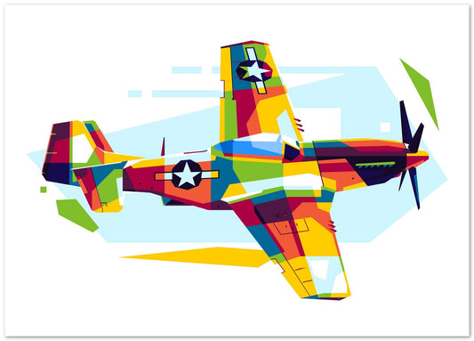 P-51 Mustang in WPAP Illustration - @lintank_popart