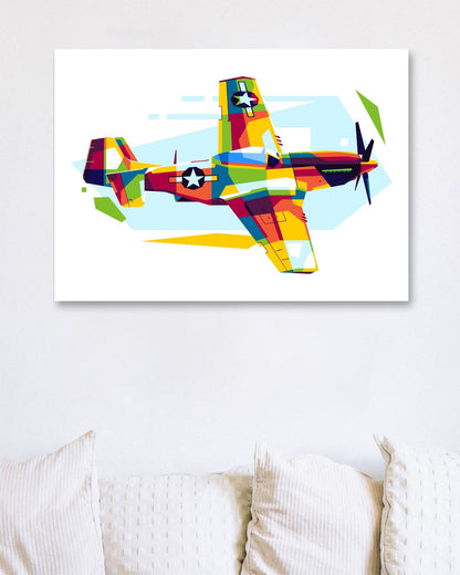 P-51 Mustang in WPAP Illustration - @lintank_popart