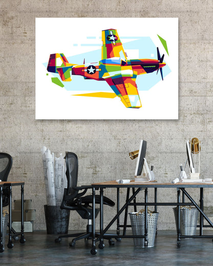 P-51 Mustang in WPAP Illustration - @lintank_popart