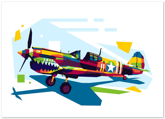 P-40 Warhawk in WPAP Illustration - @lintank_popart