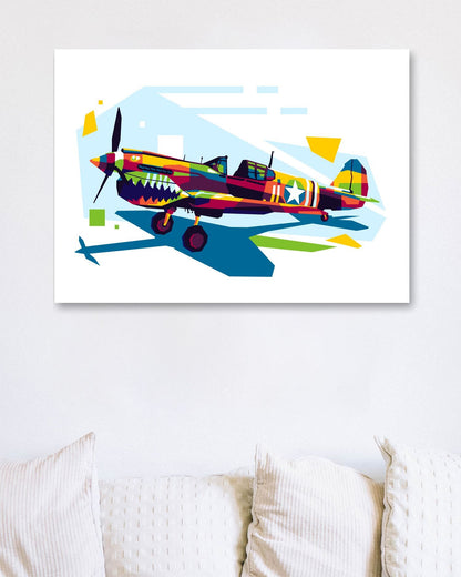 P-40 Warhawk in WPAP Illustration - @lintank_popart