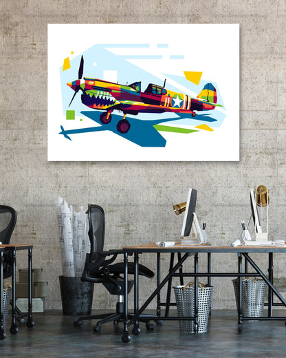 P-40 Warhawk in WPAP Illustration - @lintank_popart