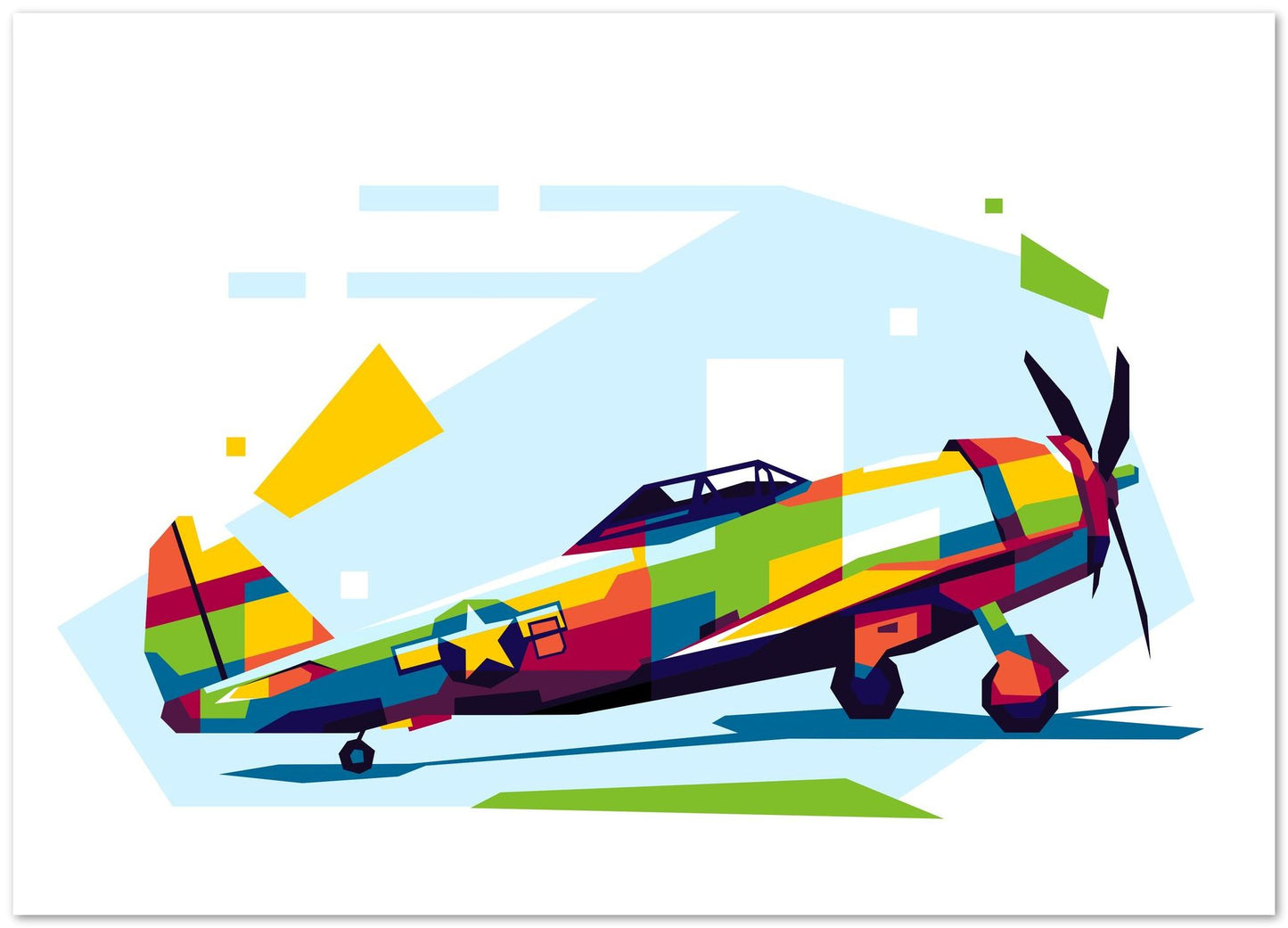 P-47 Thunderbolt in WPAP Illustration - @lintank_popart