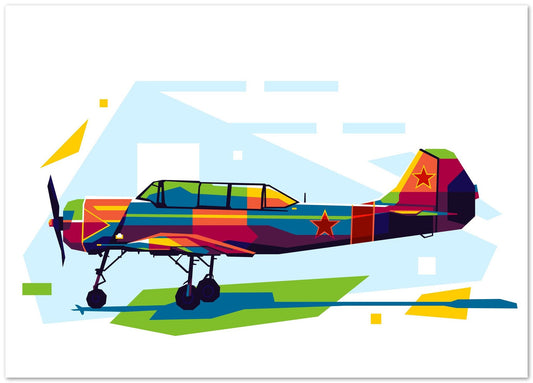 Yak-52 Trainer Aircraft in WPAP Illustration - @lintank_popart