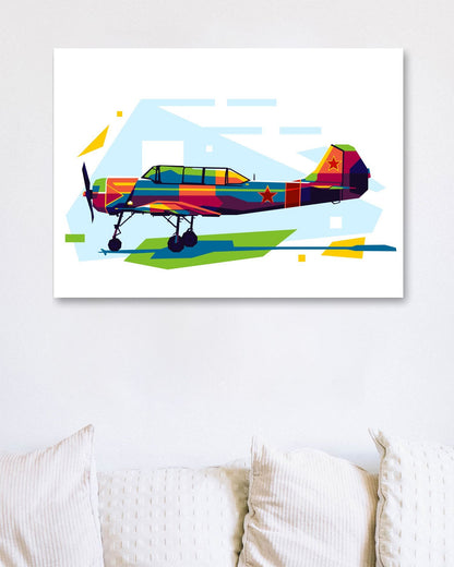 Yak-52 Trainer Aircraft in WPAP Illustration - @lintank_popart