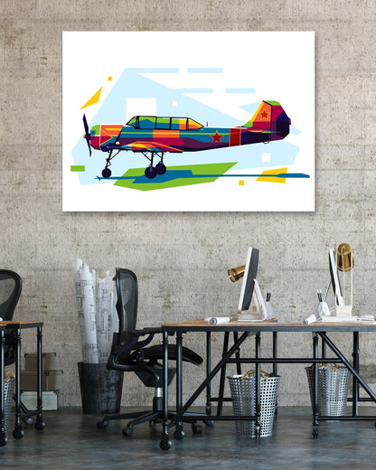 Yak-52 Trainer Aircraft in WPAP Illustration - @lintank_popart