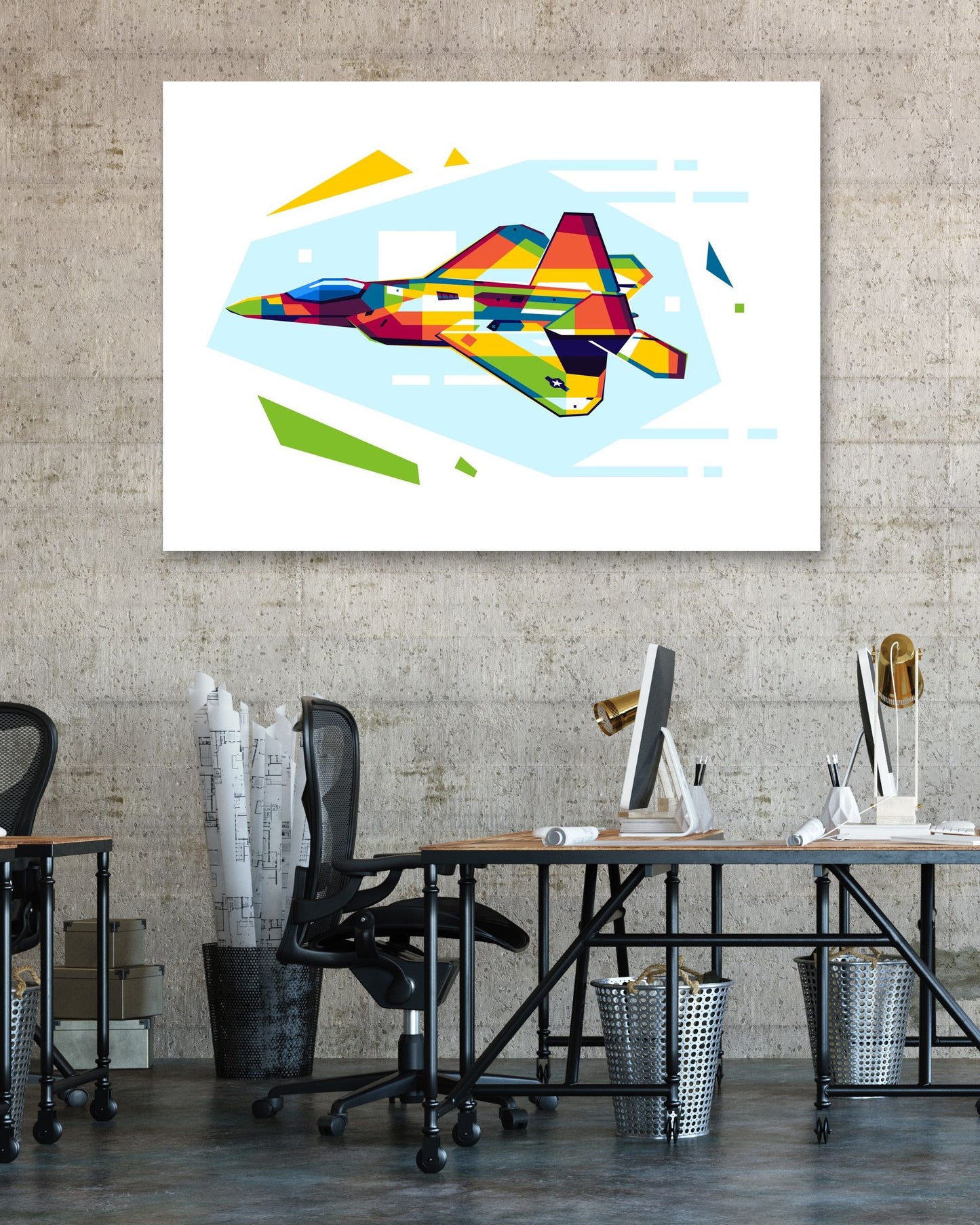 F-22 Raptor in WPAP Illustration - @lintank_popart