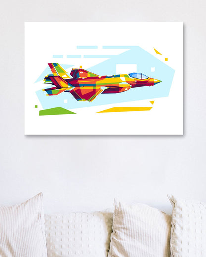 F-35 Lightning II Side View in WPAP Illustration - @lintank_popart