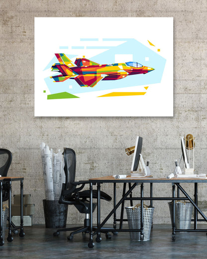 F-35 Lightning II Side View in WPAP Illustration - @lintank_popart