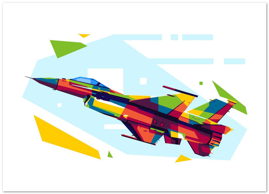 F-16 Flying in WPAP Illustration - @lintank_popart