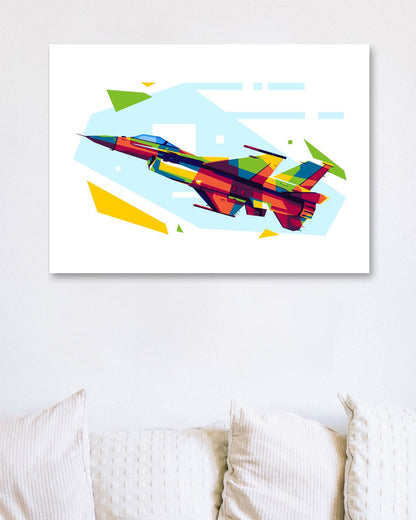 F-16 Flying in WPAP Illustration - @lintank_popart