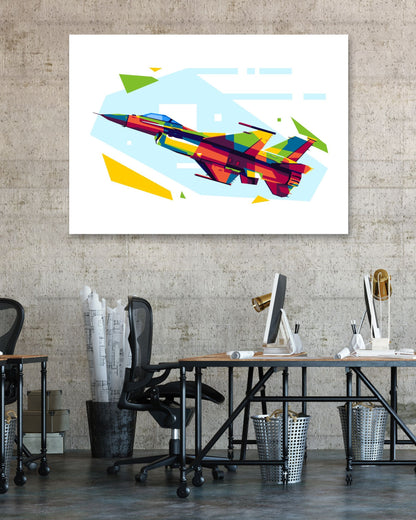 F-16 Flying in WPAP Illustration - @lintank_popart