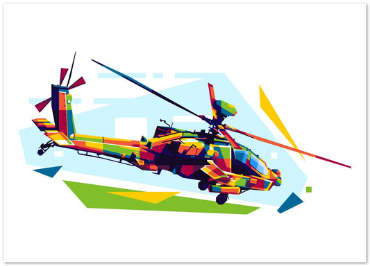 AH-64D Apache Longbow in WPAP Illustration - @lintank_popart