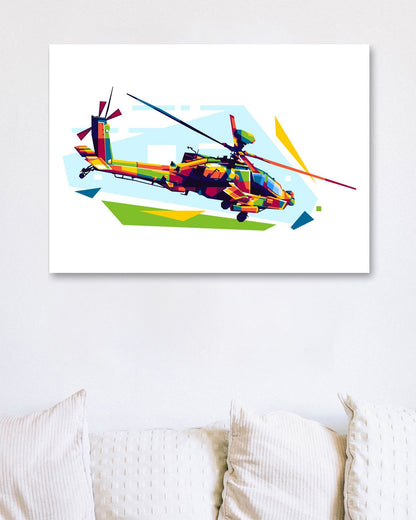 AH-64D Apache Longbow in WPAP Illustration - @lintank_popart