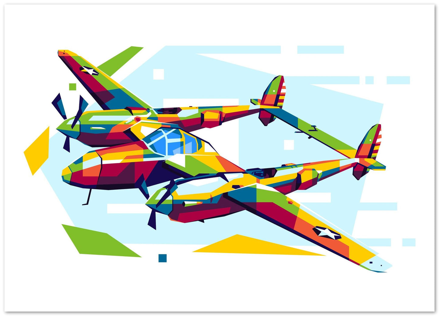 P-38 Lightning in WPAP Illustration - @lintank_popart