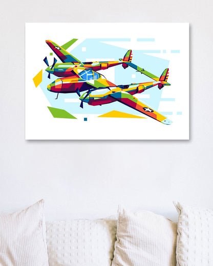 P-38 Lightning in WPAP Illustration - @lintank_popart