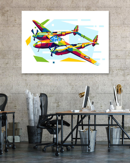 P-38 Lightning in WPAP Illustration - @lintank_popart