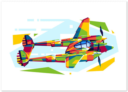 P-38 Lightning Side View in WPAP Illustration - @lintank_popart