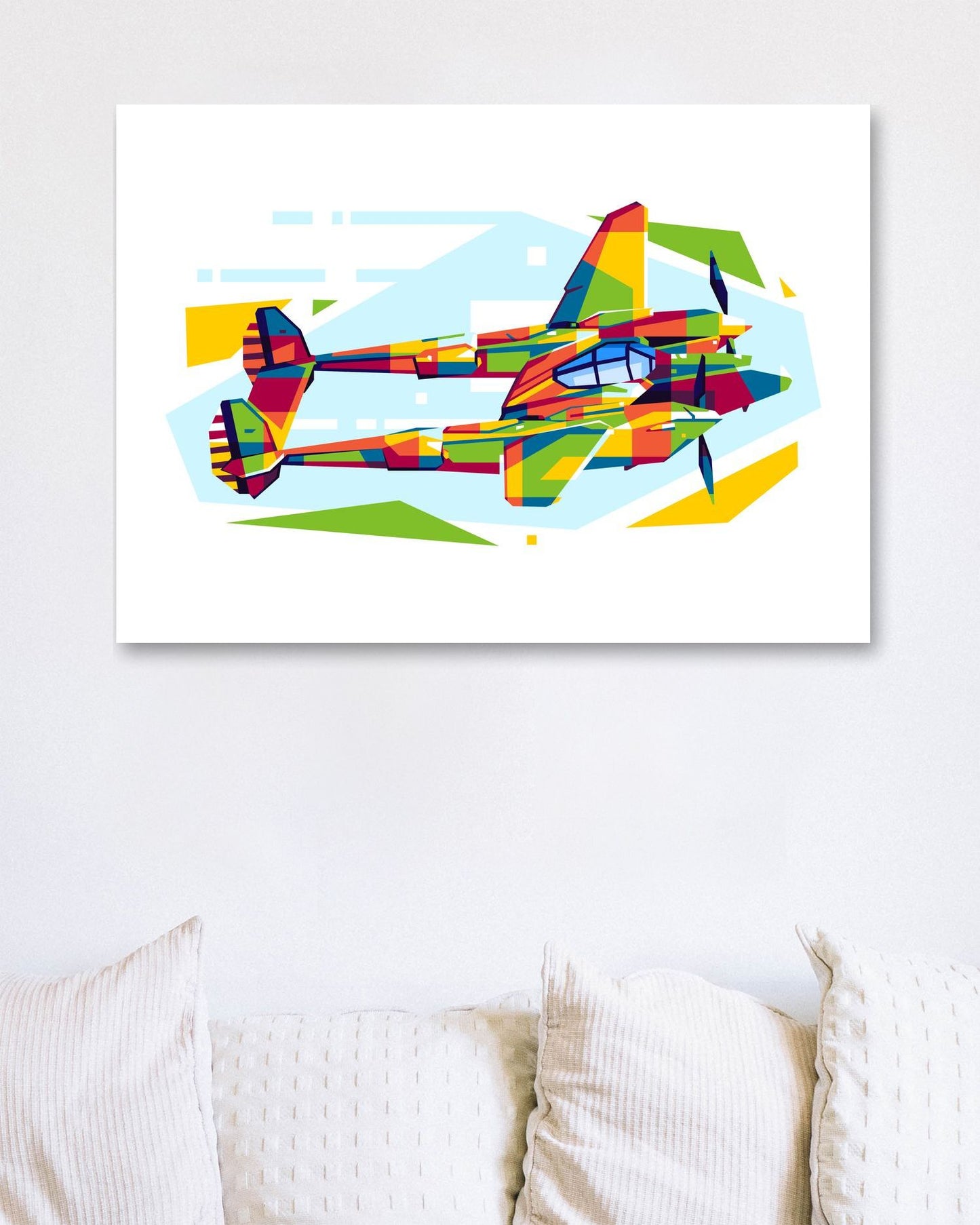 P-38 Lightning Side View in WPAP Illustration - @lintank_popart