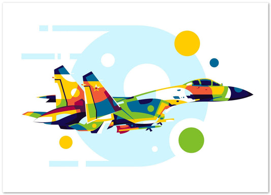SU-27 Flanker in Pop Art Illustration - @lintank_popart