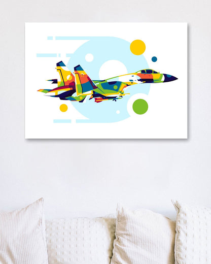 SU-27 Flanker in Pop Art Illustration - @lintank_popart