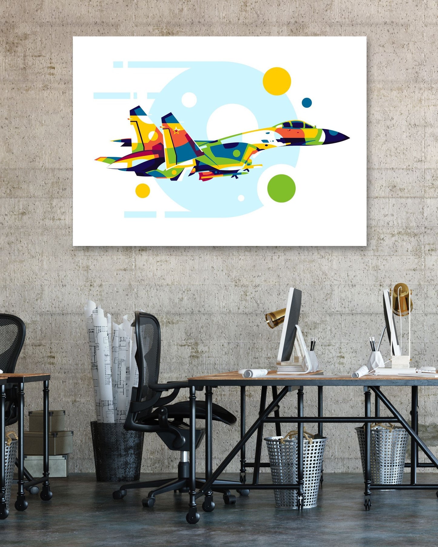 SU-27 Flanker in Pop Art Illustration - @lintank_popart