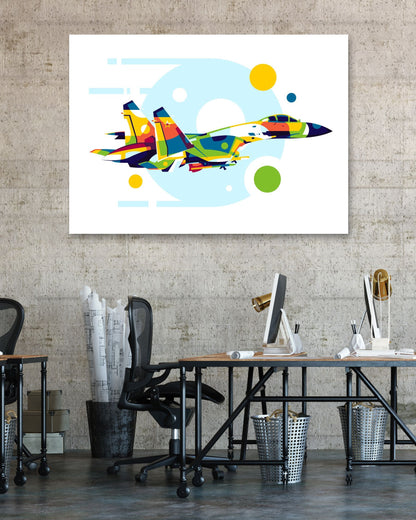 SU-27 Flanker in Pop Art Illustration - @lintank_popart