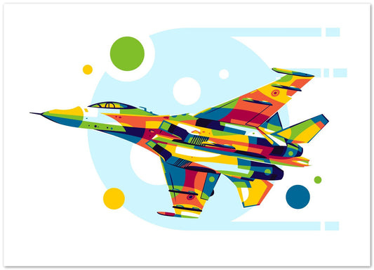 SU-27 in Pop Art Illustration - @lintank_popart