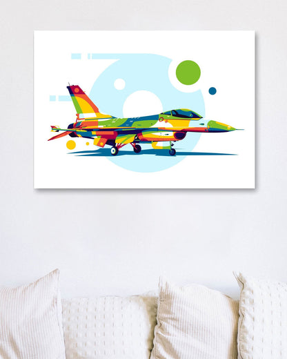 F-16 Fighting Falcon in Pop Art Illustration - @lintank_popart