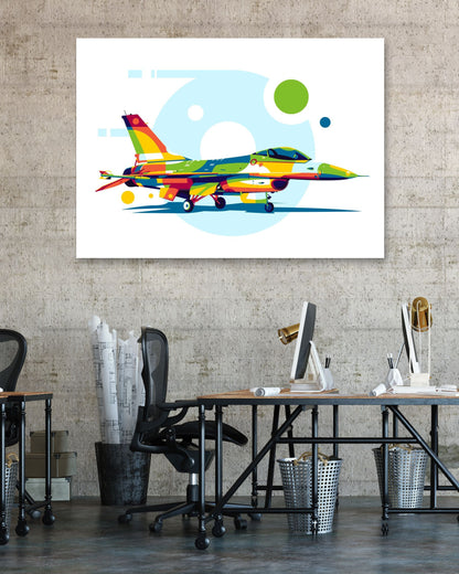 F-16 Fighting Falcon in Pop Art Illustration - @lintank_popart