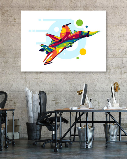 SU-34 in Pop Art Illustration - @lintank_popart