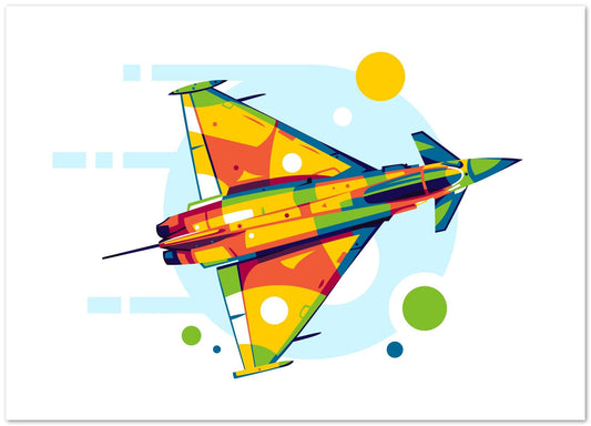 Eurofighter Typhoon Flying in Pop Art Illustration - @lintank_popart